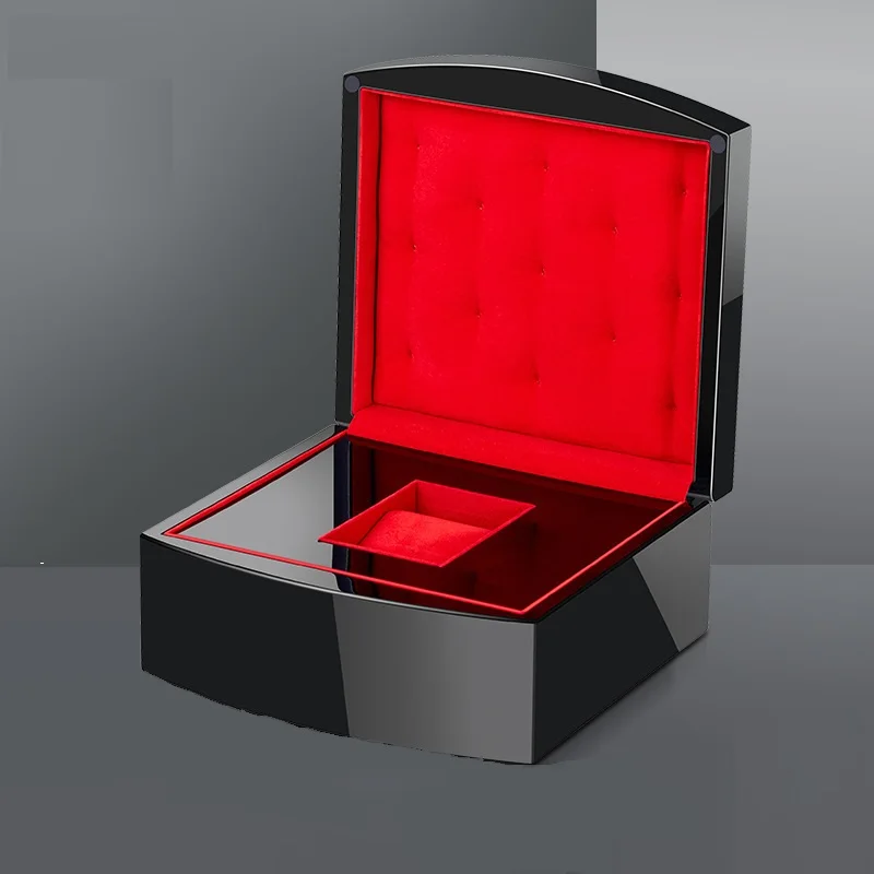 

Luxury Black Red Watch Box Handmade Wooden Lacquer Watch Storage Boxes Ring Jewelry Organizer Display Cabinet Decoration Gifts