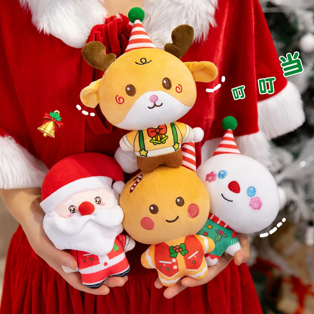 Kawaii Kerst Kerstman Kleine Knuffels Schattige Sneeuwpop Zachte Poppen Rendier Knuffeldier Plezier Peperkoek Man Plushie Geschenken