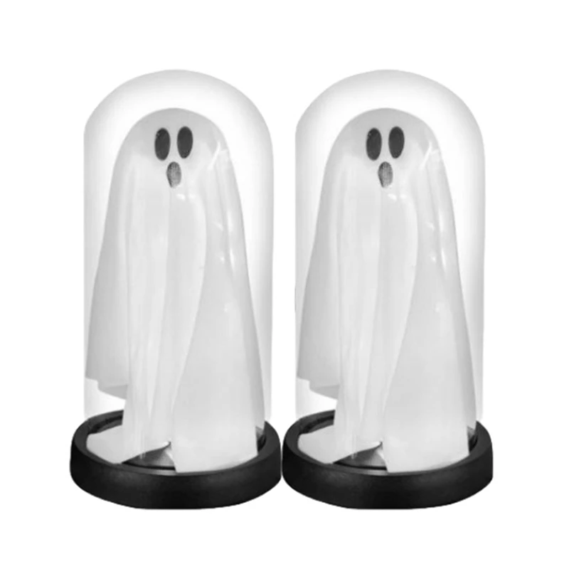Fantasma iluminado en Cloche, fantasma iluminado y Calavera, Cloche de plástico para Halloween, fantasma con luz, decoraciones para Halloween