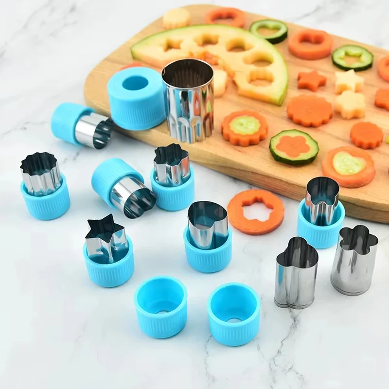 

Vegetables Cutter Plastic Handle 3Pcs Portable Cook Tools Stainless Steel Fruit Cutting Die Kitchen Gadgets