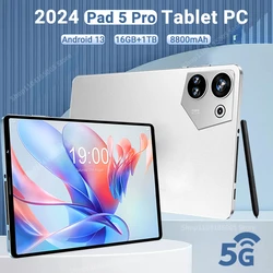 Планшет Android 13 Pad 5 Pro, 2024 дюйма, с двумя SIM-картами или Wi-Fi, 16 ГБ + 1 ТБ