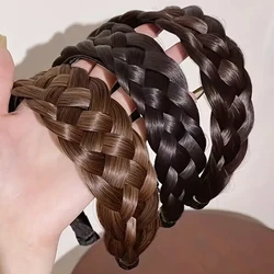 Handmade Wig Braided Headbands for Women Fishbone Wide Twist Hairbands Head Hoop Hair Bands Styling Headwear Accessories Gift