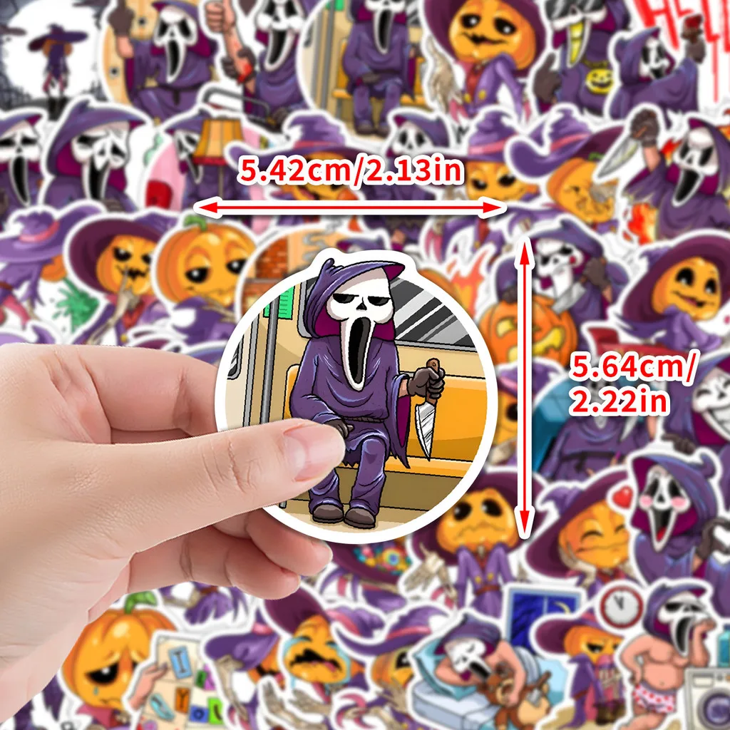 50 قطعة من ملصقات جرافيتي على شكل رأس Ghost & Pumpkin - ديكور مقاوم للماء للهالوين لكوب الماء والكمبيوتر (متجر Anime Worlds)