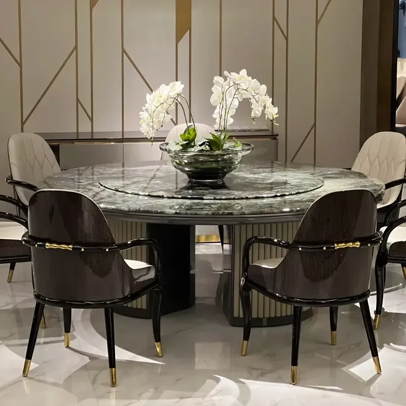 Art Deco-Inspired Design High End Home &restaurant Round Dining Table 12 Seater Modern Marble Dining Table