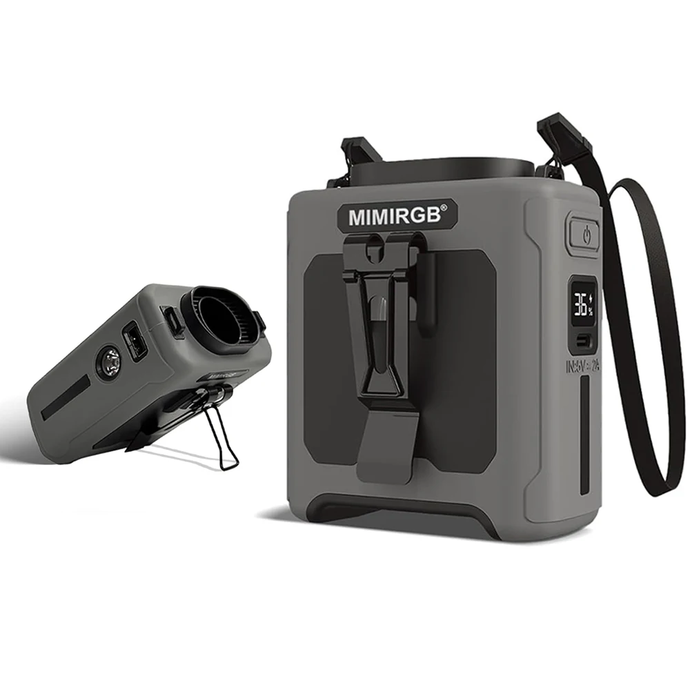 

Portable Waist Fan with Power Bank LED Lighting Hanging Neck Fan 5 Speed Strong Airflow Cooling Fan for Outdoor Working