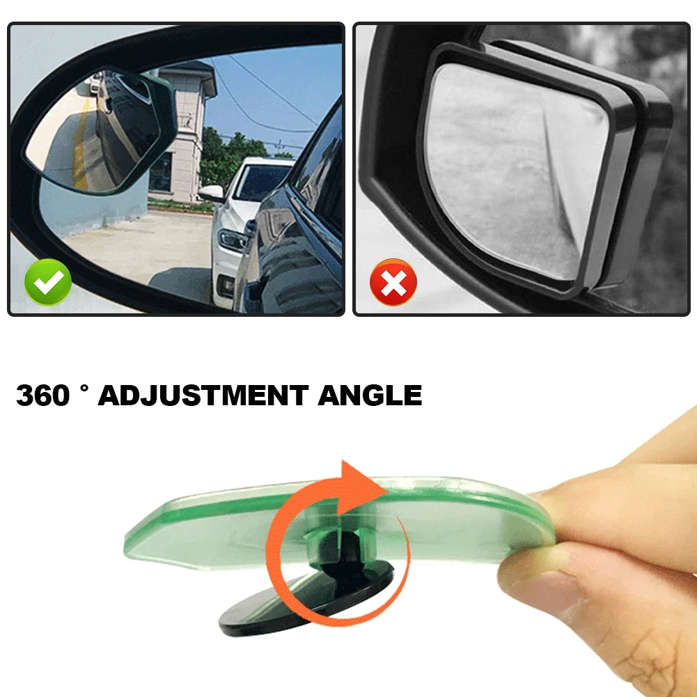 360 Degree HD Blind Spot Mirror Adjustable 2Pcs Car Rearview Convex Mirror for Reverse Wide Angle Vehicle Parking Rimless Mirror