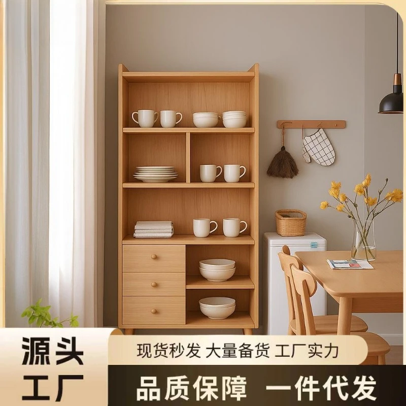 

Solid wood sideboard with legs, storage cabinet for children, small sideboard in log color, integrated wall cabinet, home