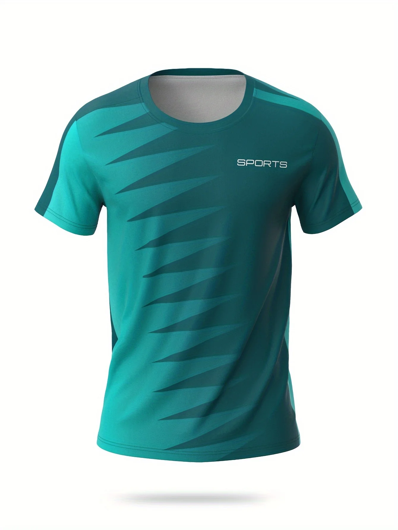 Men Sports Short Sleeve T-shirt High Elastic Quick Dry Gradient Triangle Print Breathable Running Fitness Top