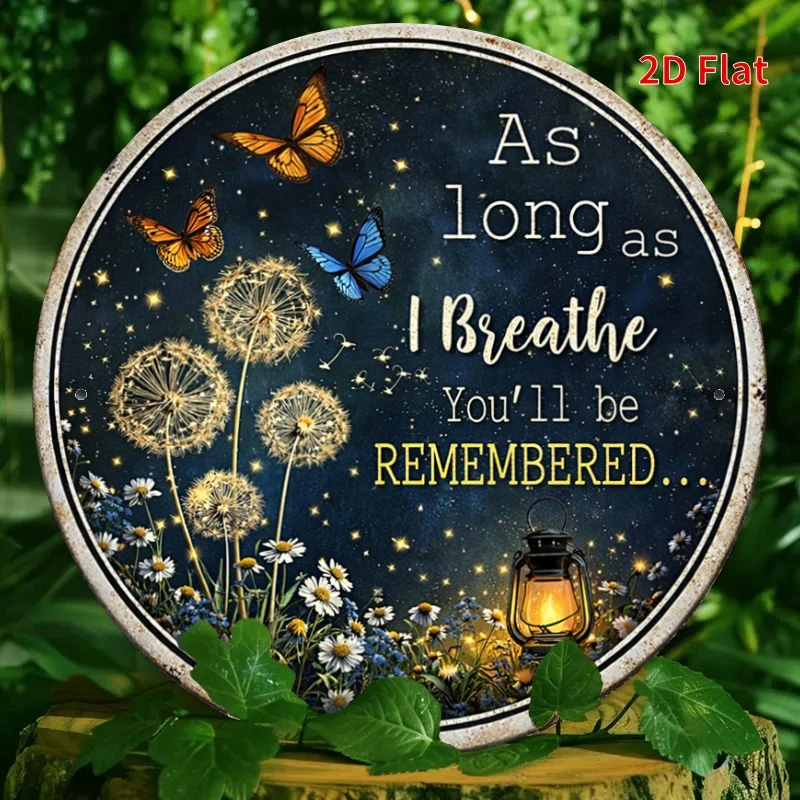 CIFBUY Vintage Metal Sign Dandelion Butterfly Memorial 2D Aluminum Wall Art Waterproof Wear Resistant Home Decor Garden