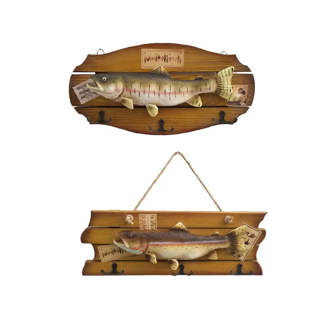 

Simulated Fish Wall Decor Wooden Outdoor Wall Art Decoration Props for Fence Balcony House and Garden