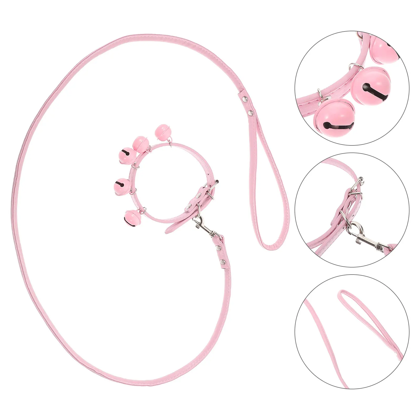 

Pet Collar Leash Dog Harness Pulling Rope Cat Strap Bell Durable Premium Material Walking Outdoor Puppy Gift Pink