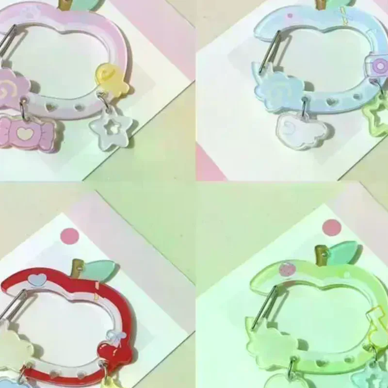 Cute Apple-shaped Star Cloud Pendant Carabiner Mountaineering Buckle Acrylic Keychain Multipurpose Keyring Hook Bag Hanging Gift