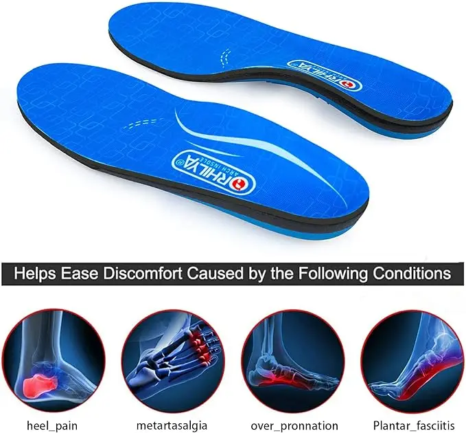 Strong Arch Support Insole,Relieve Foot Fatigue,Heel Soreness,Unisex,Arch Support Insert That Carry 220+ lbs(Size:UK 5,Length:9.