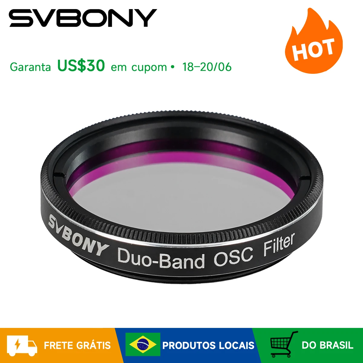 Filtro de telescópio Svbony SV220, H-Alpha e OIII, filtro de nebulosa de banda dupla de 7 nm de 1,25 "/2", filtro de poluição por luz para astrofotografia