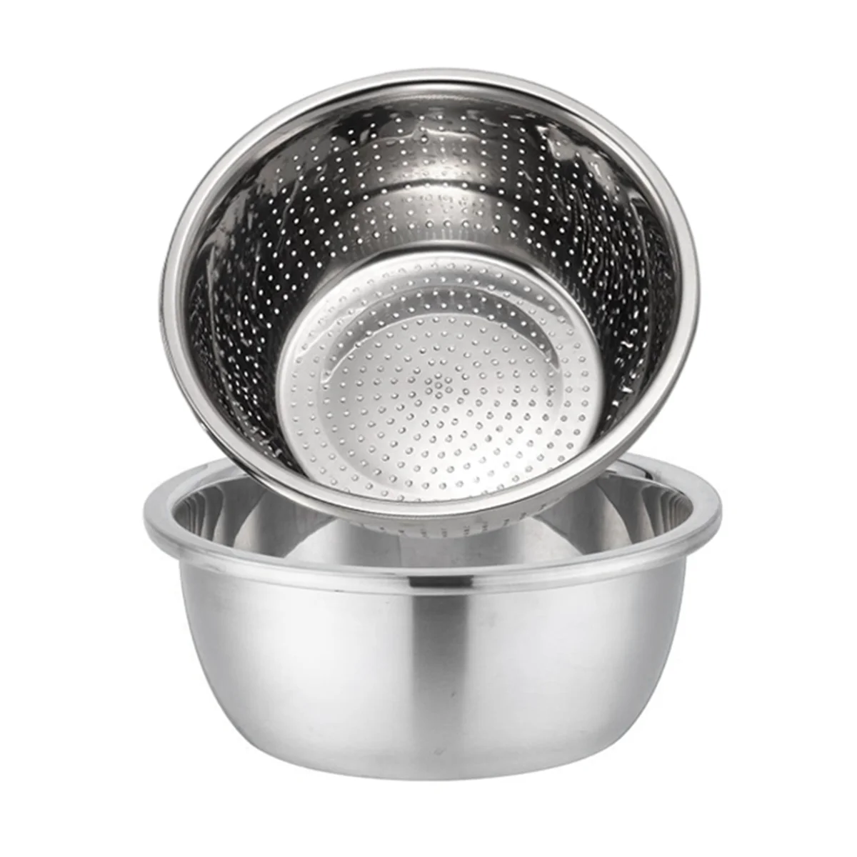 Stainless Steel Mixing Bowls, Salad Bowl, Metal Bowls with Water Filter Basin, Stainless Steel Basin 28CM