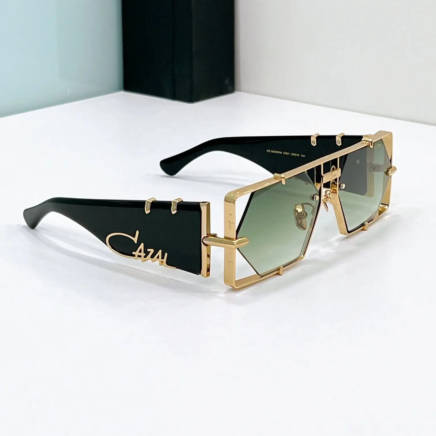 

Original CCAZAL MOD004 Fashion Gradient Green Lenses Men Sunglasses Classic Premium Black Acetate Frame Women Couple Eyewear
