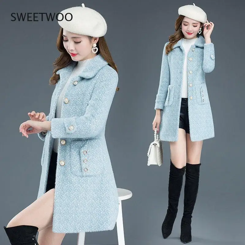 

Women Woolen Jackets Female Imitation Mink Velvet Jacket Autumn Winter Clothes 2022 New Woolen Coat Fashion Overcoat Coats