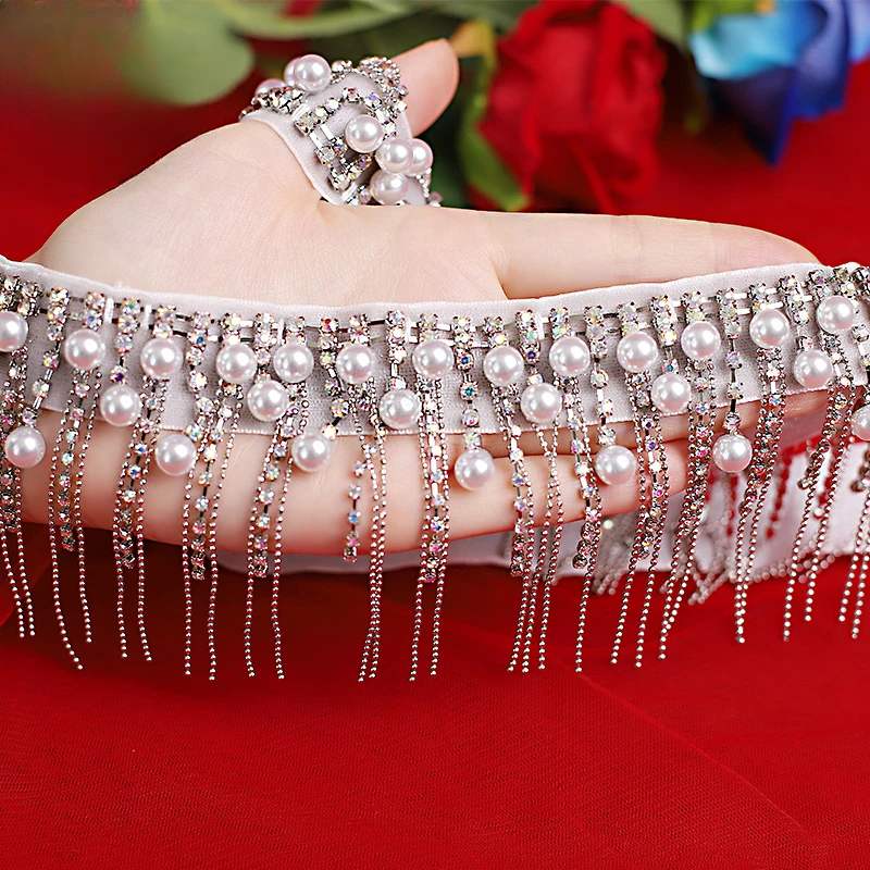 

Belly Dance Waist Chain Pearl Tassel Little Raindrop Diamond Chain Rhinestone Dance Practice Belt Accessories Daily Skirt Chain