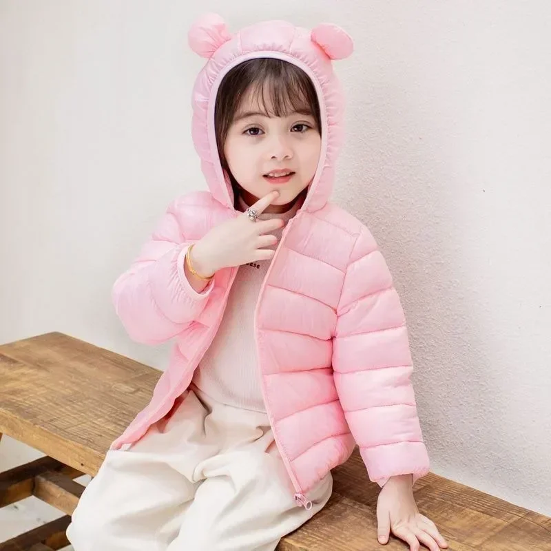 PTKPCC Baby Boys Girls New Winter Coats Toddler Bear Hoods Down Jacket Infant Kids Light Puffer Padded Outwear  Winter Coat