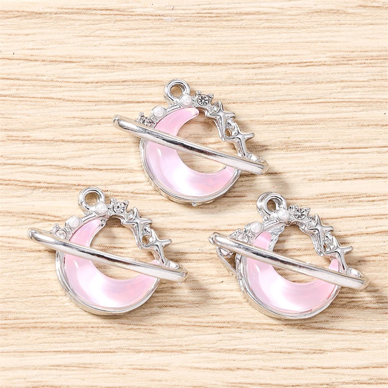 5 Stück 20x15mm Niedliche Kristallmond-Anhänger Passend für Halsketten, Ohrringe, Armbänder, DIY Handgemachtes Kunsthandwerk, Schmuckherstellungszubehör – Detail 7