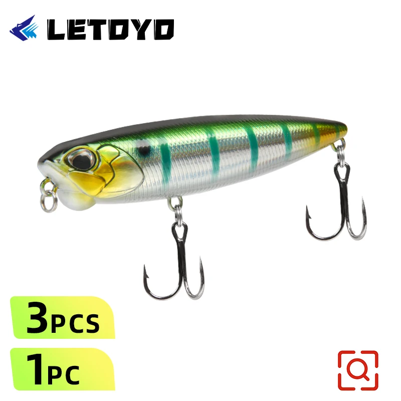 LETOYO 1/3pcs 65/98/100mm Schwimmender Pencil-Lure Wobbler Oberflächenköder Harter Kunstköder Jerkbait Bass-Angelköder