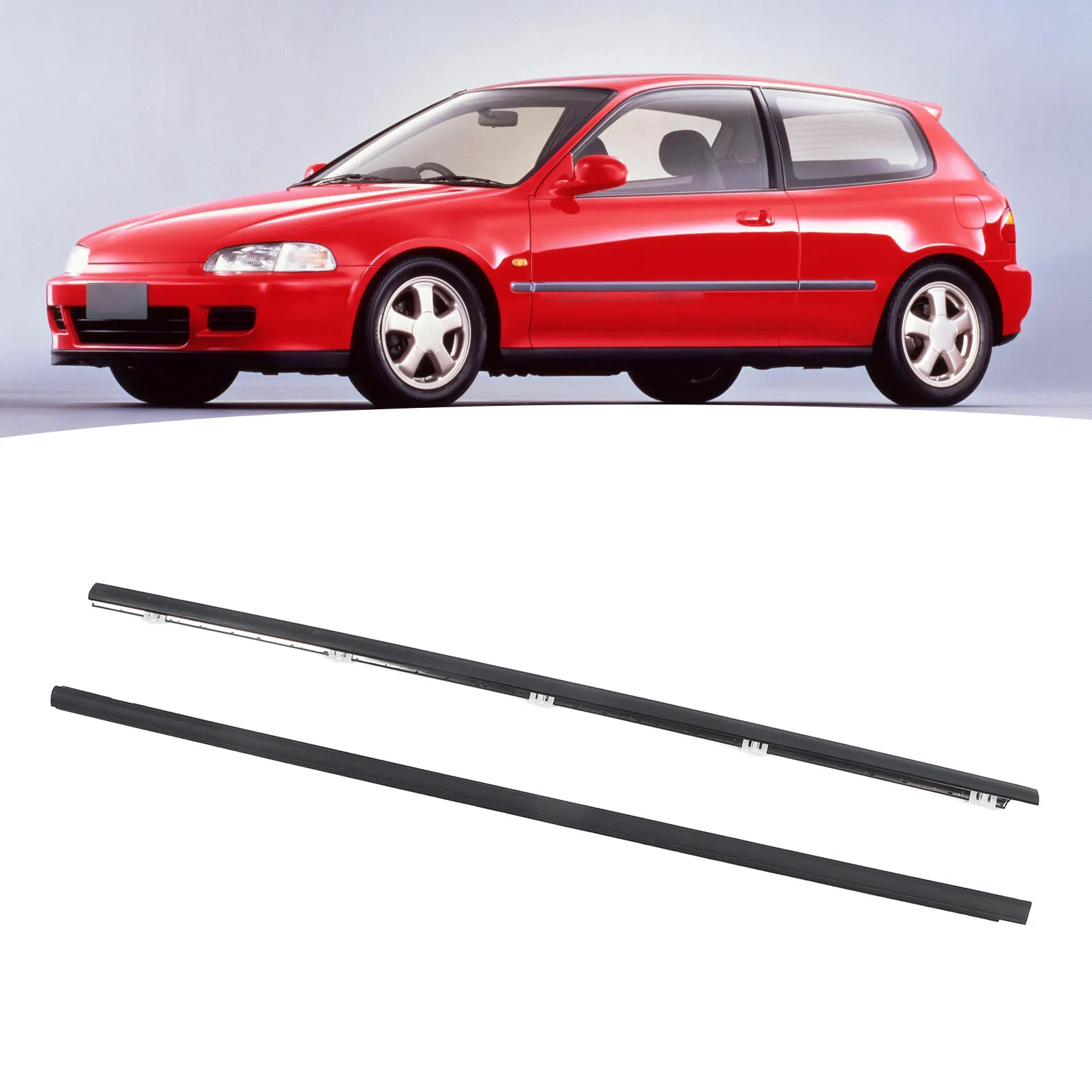 

1 Pair Door Window Weatherstrip 72410‑SR3‑003 Rainwater Resistant Window Seal Belt Molding Trim for Civic 1991 to 1995