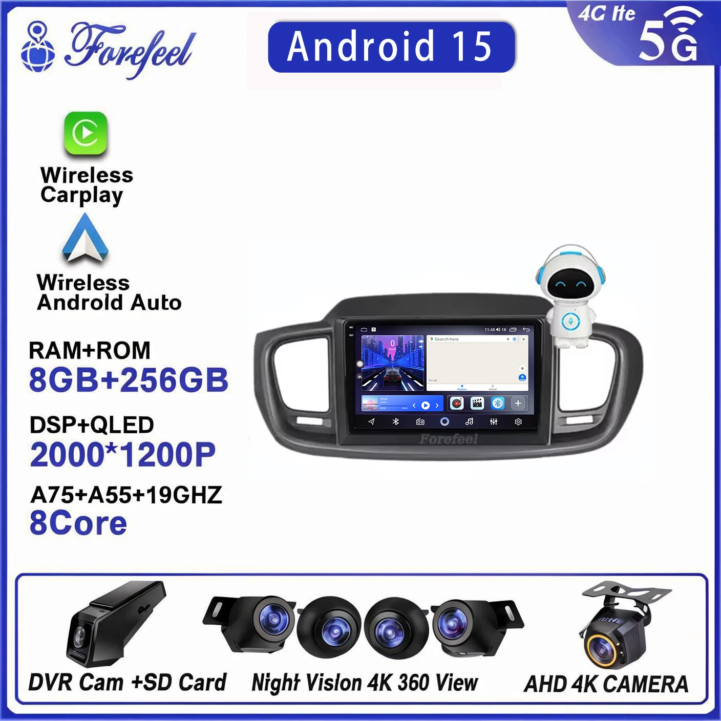 

2K Android 16 For Kia Sorento 3 2014 - 2017 Multimedia Player Gps Navigation Stereo Head Unit 2K Dvd Screen Dash Cam Wifi