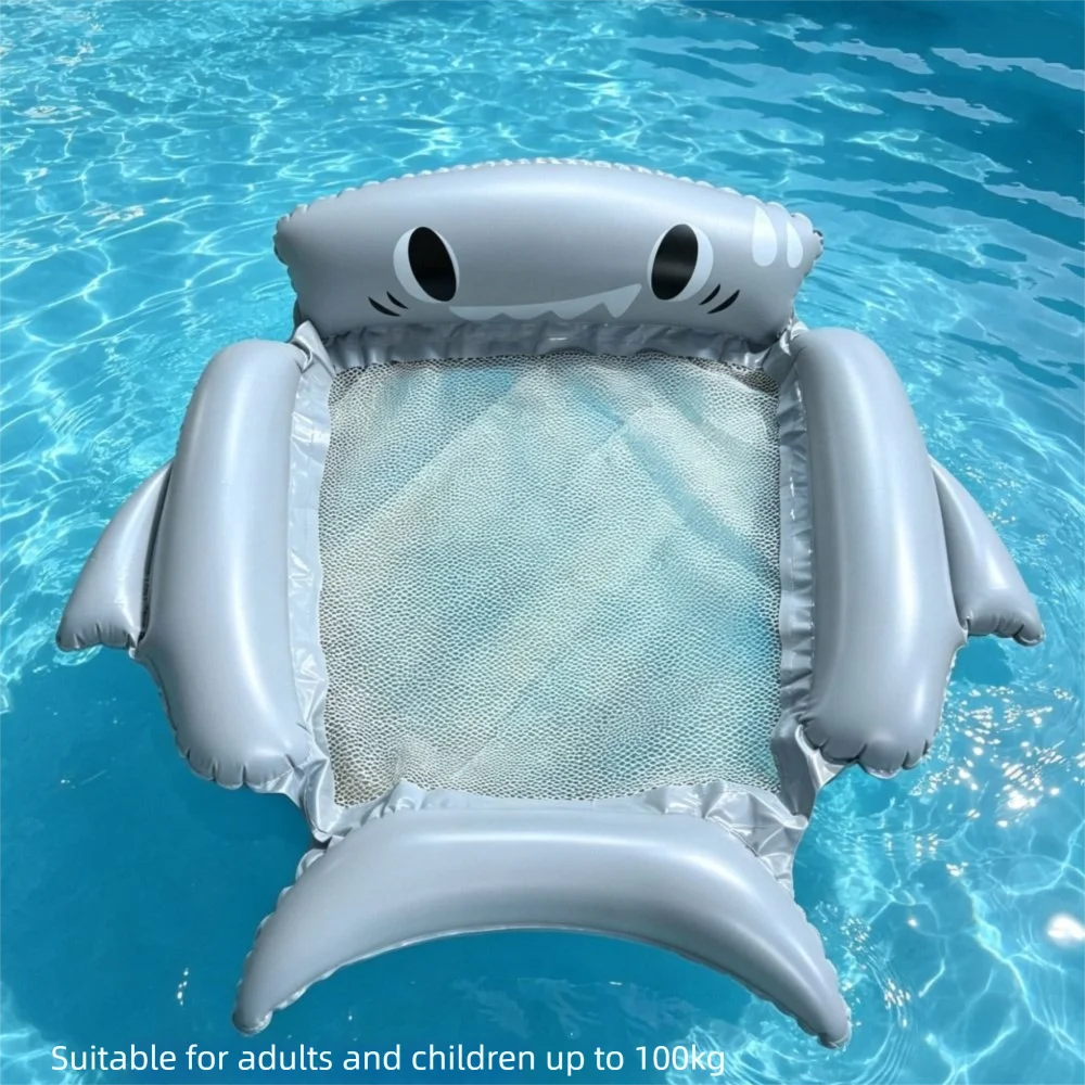 Cartoon Bear Design Inflatable Float Large Size Thickened PVC Pool Float 4-Tube Structure Foldable Floating Bed Outdoor Garden