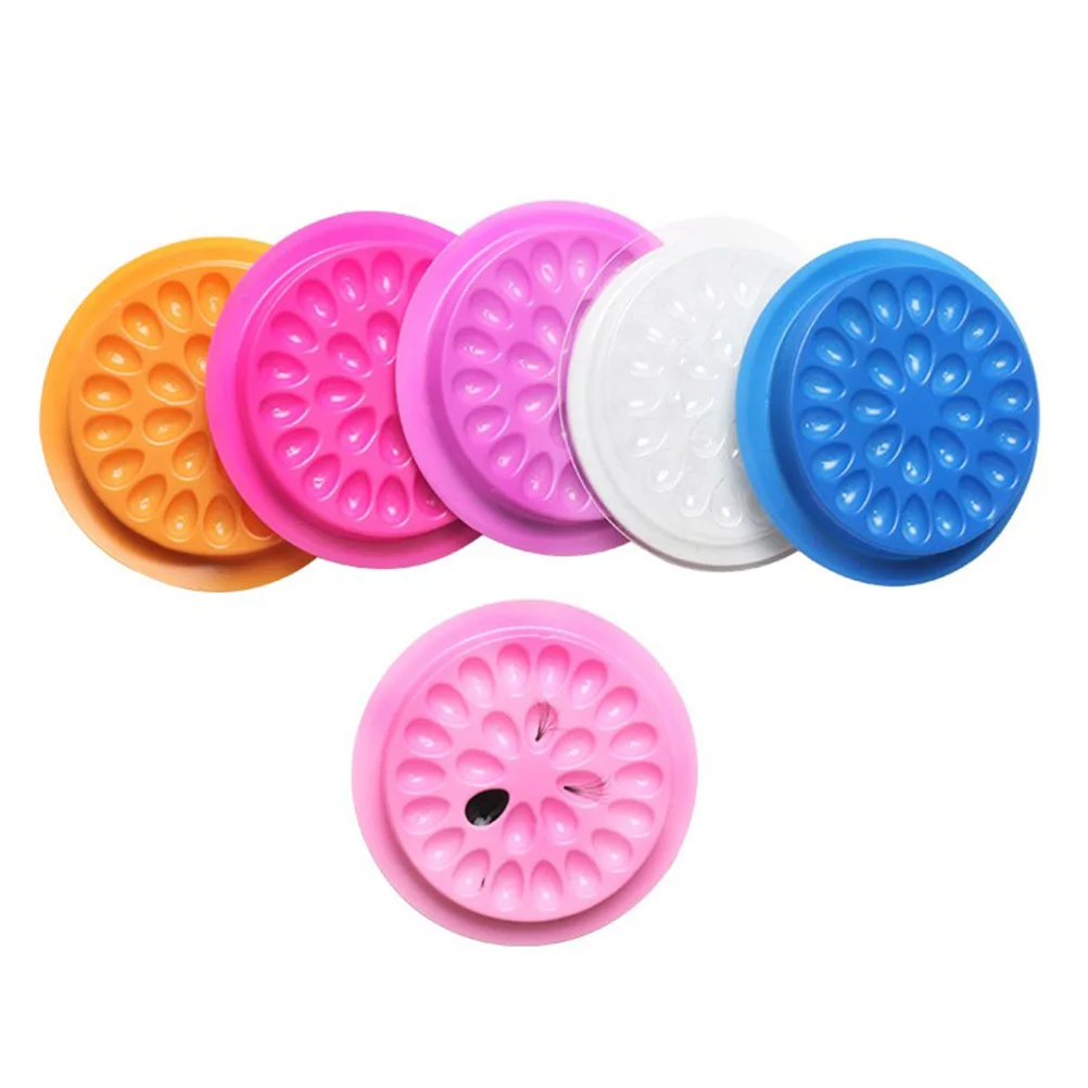 

20pcs Flower Shape Grafting Eyelash Extension Holder Glue Tray Plate Lash Hand Back Plate For Salon Home Use Yellow Easy Stick