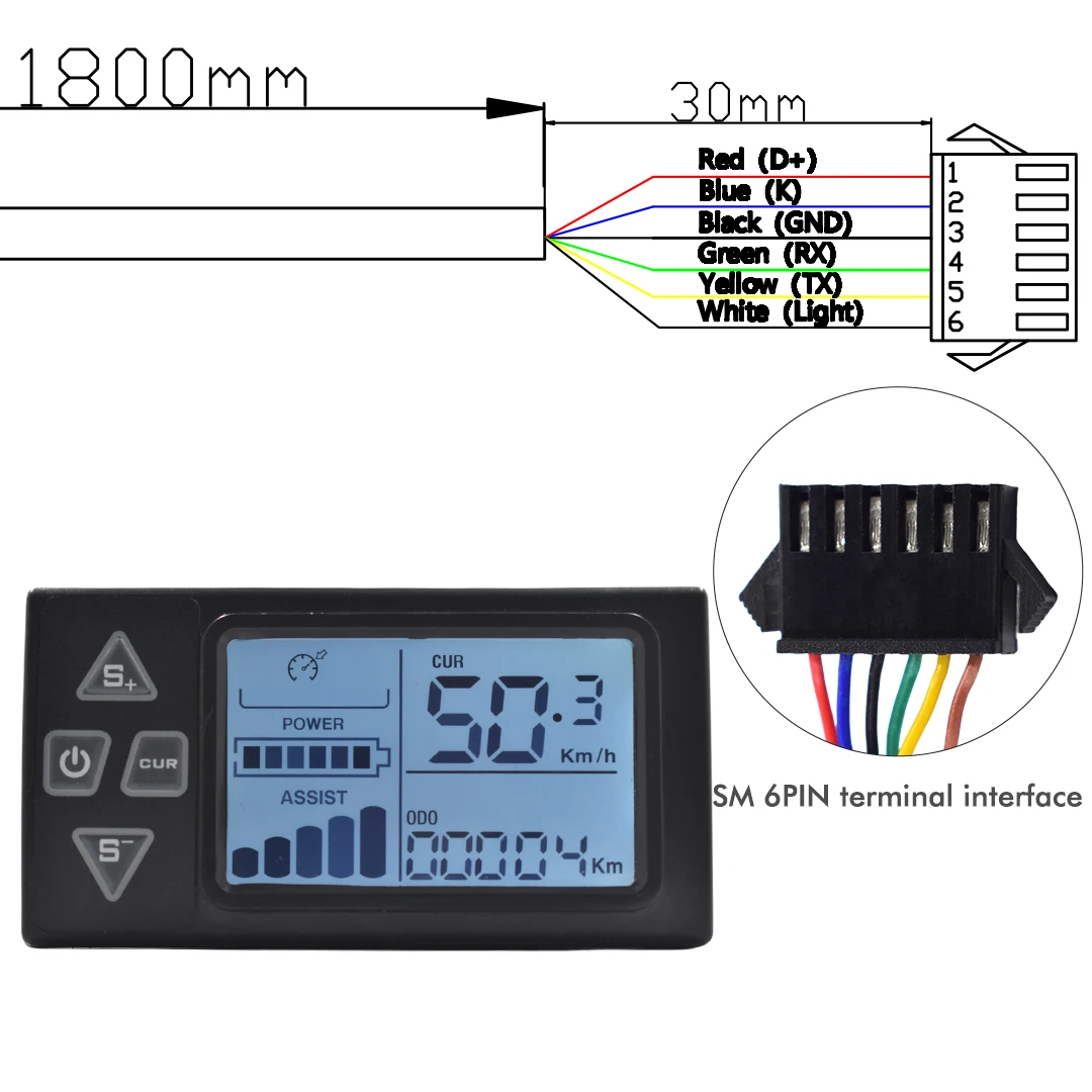 UART 2-multifunctioneel LCD-scherm Elektrische fietsdisplay Computer Fiets Regendicht Snelheidsmeter Kilometerteller Fietsen Waterdicht