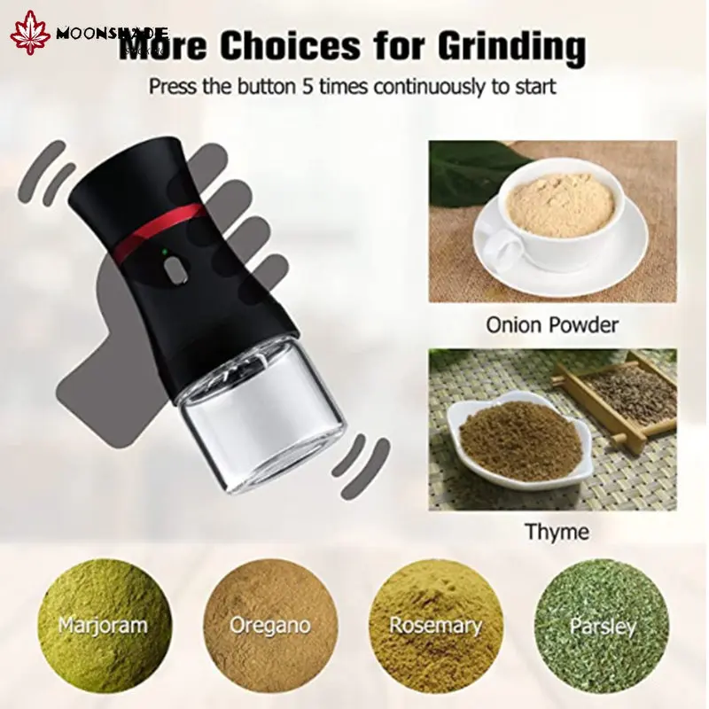 MOONSHADE High Capacity Electric Herb Grinder 1100mAh Capacity Battery 20,000RPM Strong Power Dry Herb Tobacco Crusher Gadget