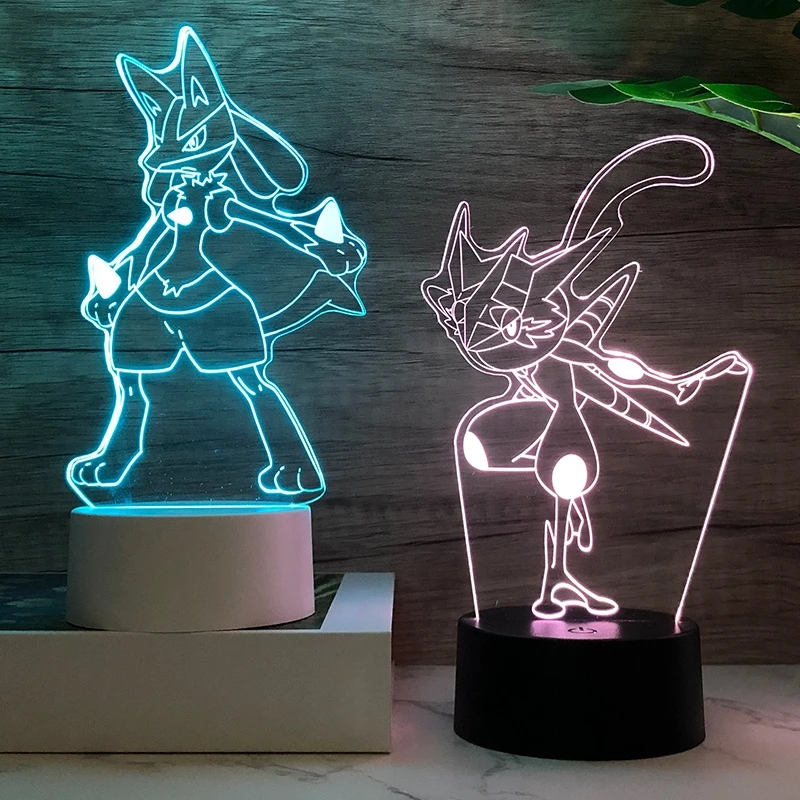 Lámpara Nocturna Kawaii de Pokémon Pikachu, Decoración para Habitación Infantil, 16 Colores, Control Remoto, Cambio de Color, Enchufe/Batería