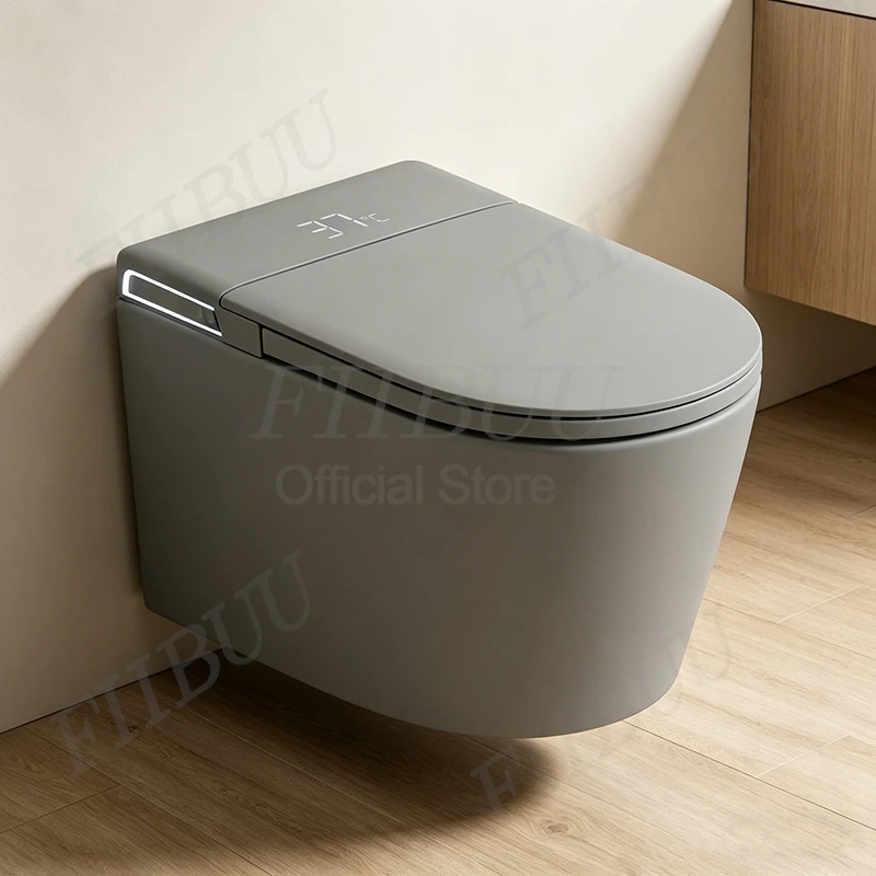 

Wall Mounted Smart Toilet with Bidet Integrated Water Tank Auto Flush Air Dryer Remote Control Wall Hung Intelligent Toilet