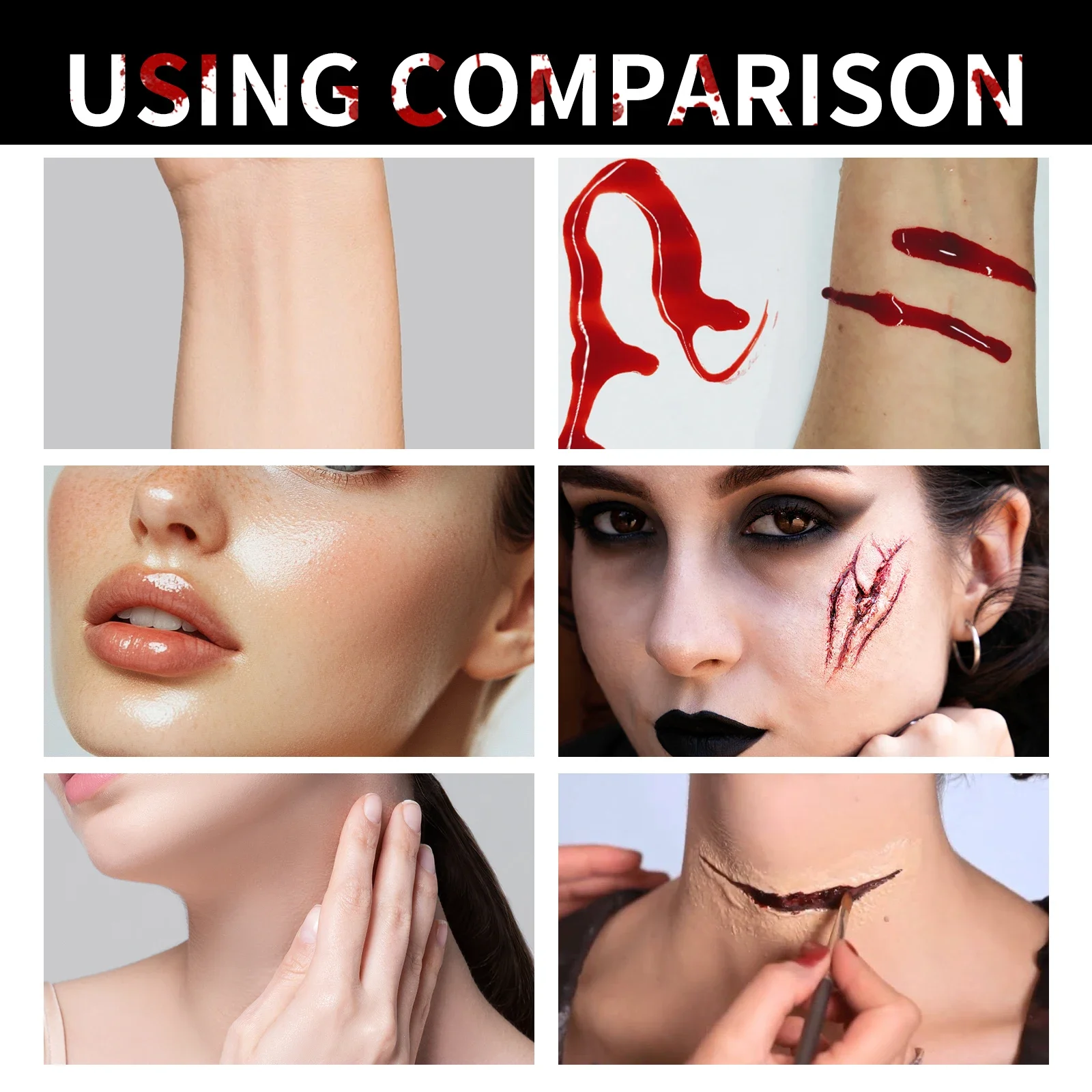 ハロウィンコスチューム 超リアルなフェイクブラッドスプレー/シミュレーション 人間の歯 血液生成性 肌に安全で簡単な除去