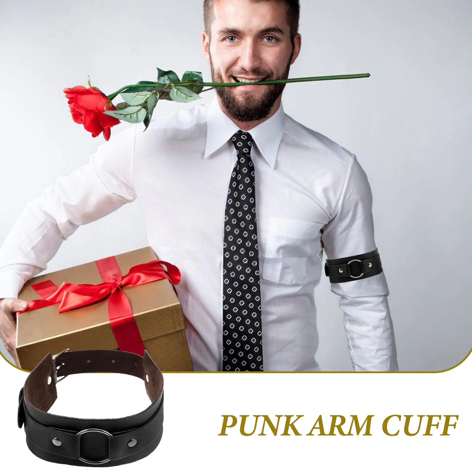 

2pcs Men Armband Arm Garter Sleeve Holder Adjustable Stretchy Arm Punk Style Sleeve Cuff For Men Women