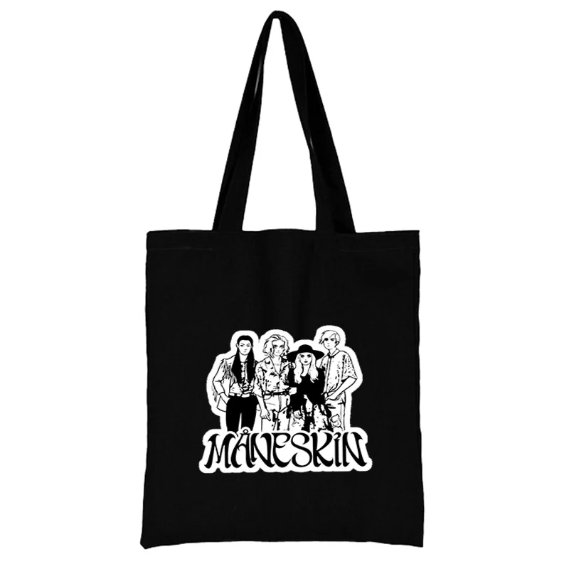 Maneskin Shopping Bag Fabric Shopper Fashion Designer Handbags Cloth Women\'s Canvas Beach Bags Tote Printed Customizable