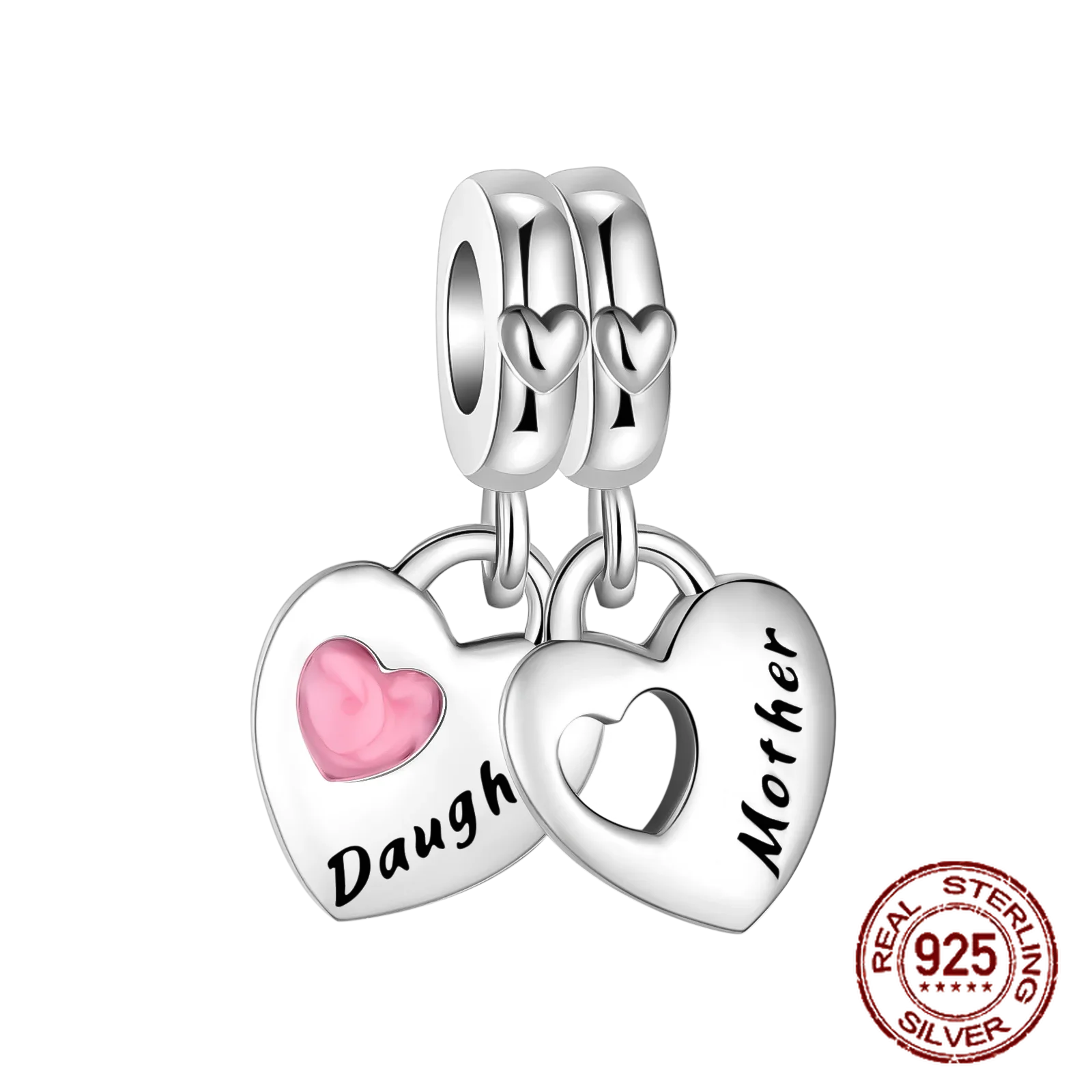 925 Sterling Silver a forma di cuore Warm Family MOM Charm Beads Fit Pandora bracciali originali Fine regali di gioielli per la festa della mamma fai da te