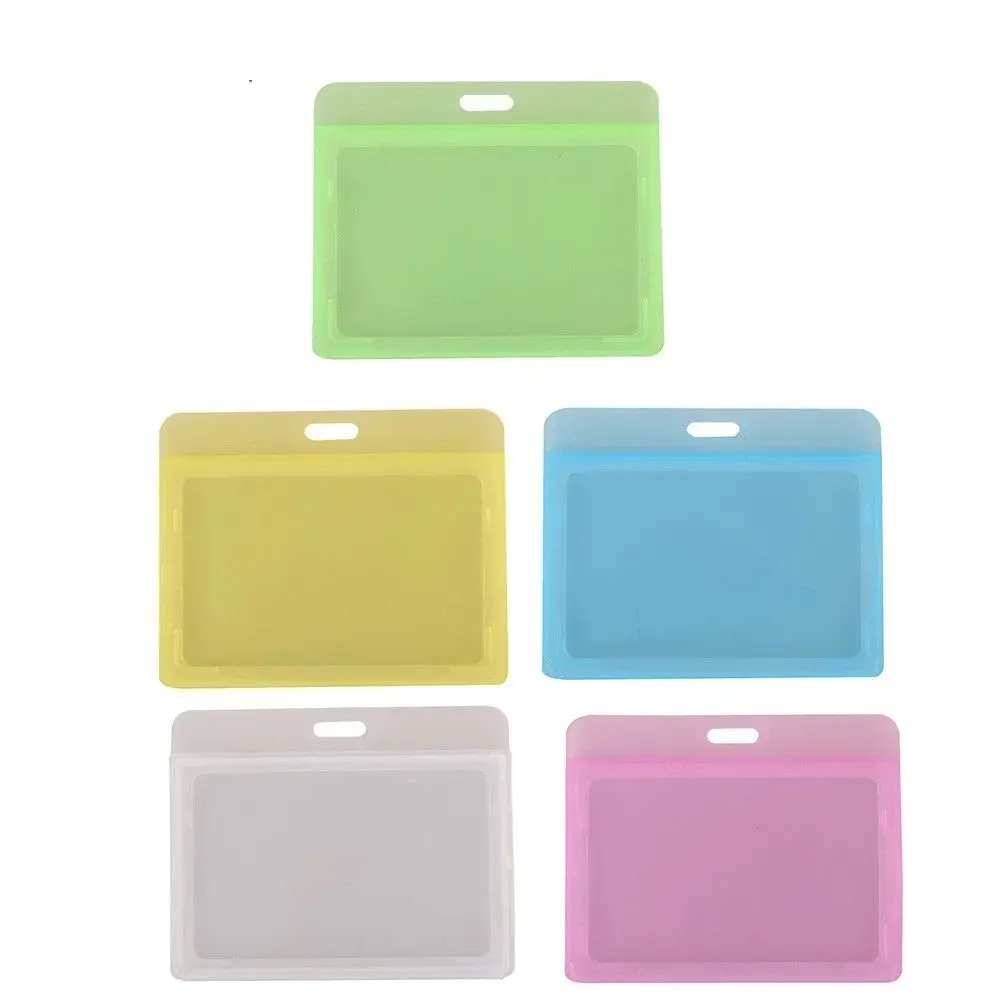 

Supplies Plastic Card Sleeve Name Tag Transparent Horizontal ID Card Holder Badge Holder Name Card Cover Bank Card Holder