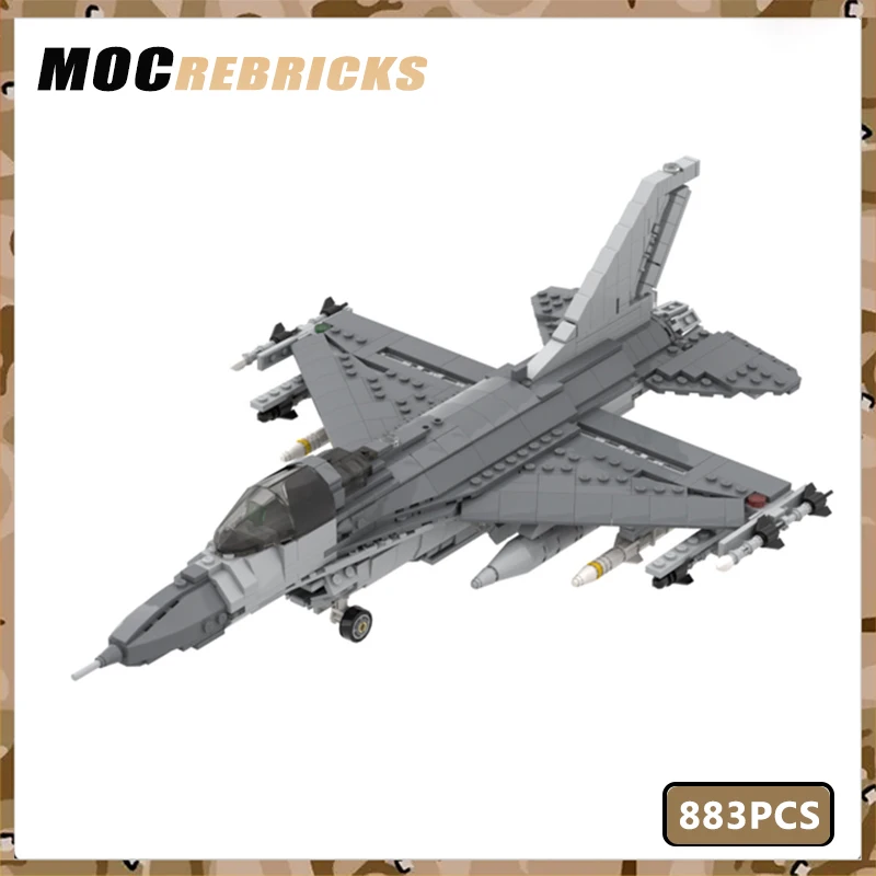 

WW2 F-16C Fighting Falcon Military MOC Building Block Army Fighter Loadable Assembly Model Bricks Toys Plan Children's Gifts