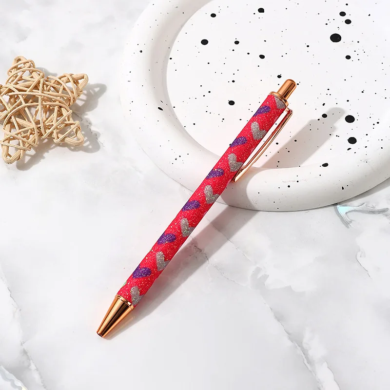 Fashion Luxury Multi Color Love Decorative Metal Ballpoint Pen High Quality Press Pens Exquisite School Stationery Teacher Gifts