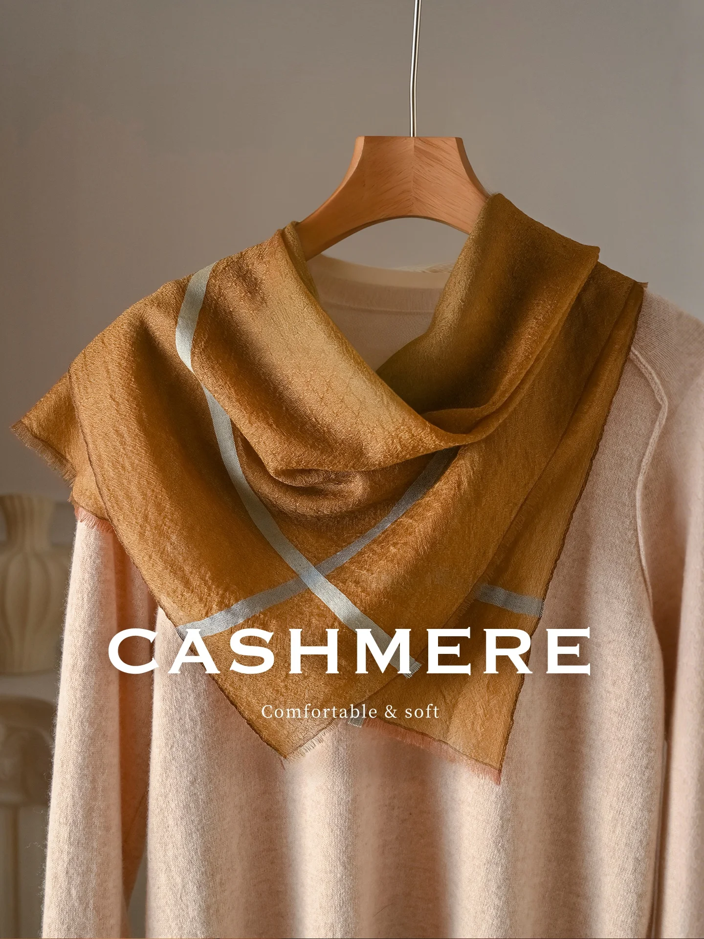 cashmere-scarf-women's-style-thin-summer-coffee-color-goat-silk-neck-protection-high-end-square-scarf-british-style-flared