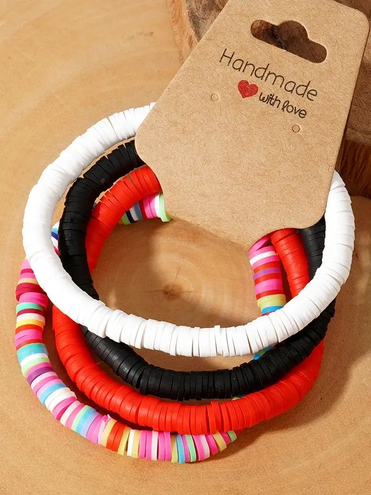 Ensemble de bracelets en perles pour femmes, Heishi coloré, fait à la main, bijoux Boho, argile colorée, nouvelle arrivée, offre spéciale, ensemble de 4 pièces, 2024