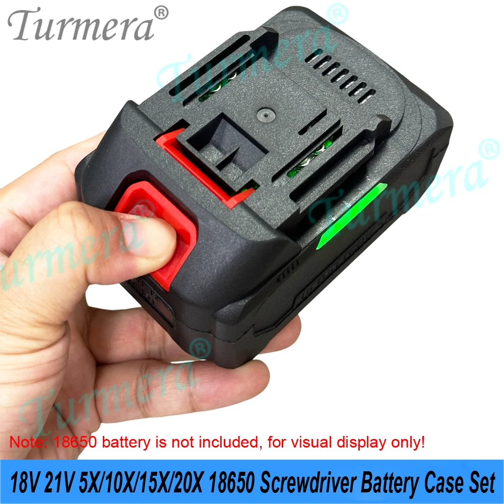 Turmera 18650 Battery Case Set 5X 10X 15X 20X 18V 21V Screwdriver Battery 35A 130A BMS LED Display DIY Replacement For Makiita