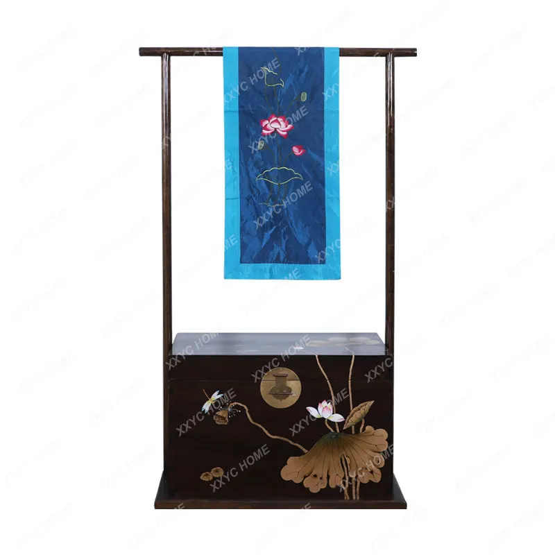 New chinoiserie zen clothes hanger floor-standing bedroom full camphor wood box solid wood coat rack