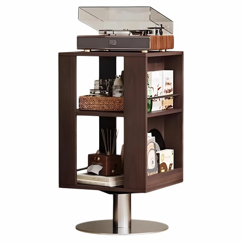 Medieval solid wood bedside table rotating side storage bedroom home furniture