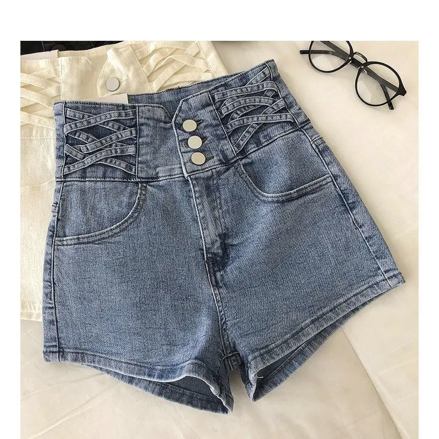 

Girls High-Waisted Denim Shorts Summer Korean Style Casual Hot Pants Children's Fashionable Outerwear