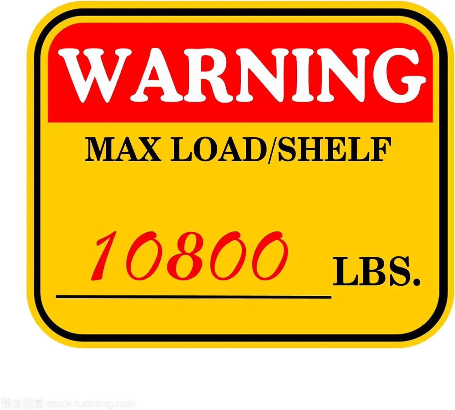 3*4 inch Caution MAX Load/Shelf LBS Sticker Bright Warning Pallet Rack Capacity Labels Industrial Safety Stickers 60pcs