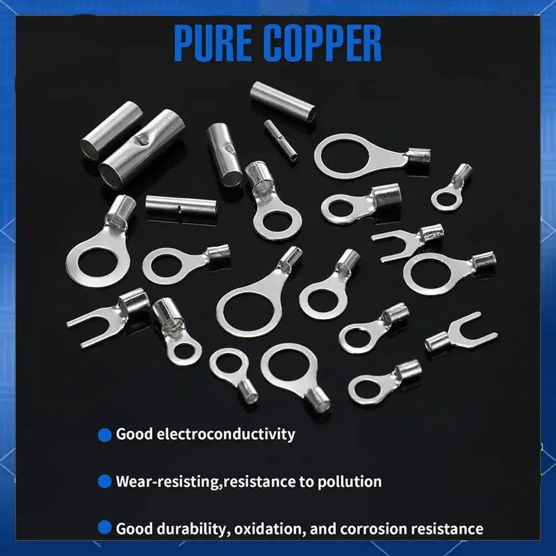 

AA77 600 шт. неизолированный комплект кольцевых клемм, медный разъем AWG 22-10, бесшовный неизолированный комплект клеммных колодок