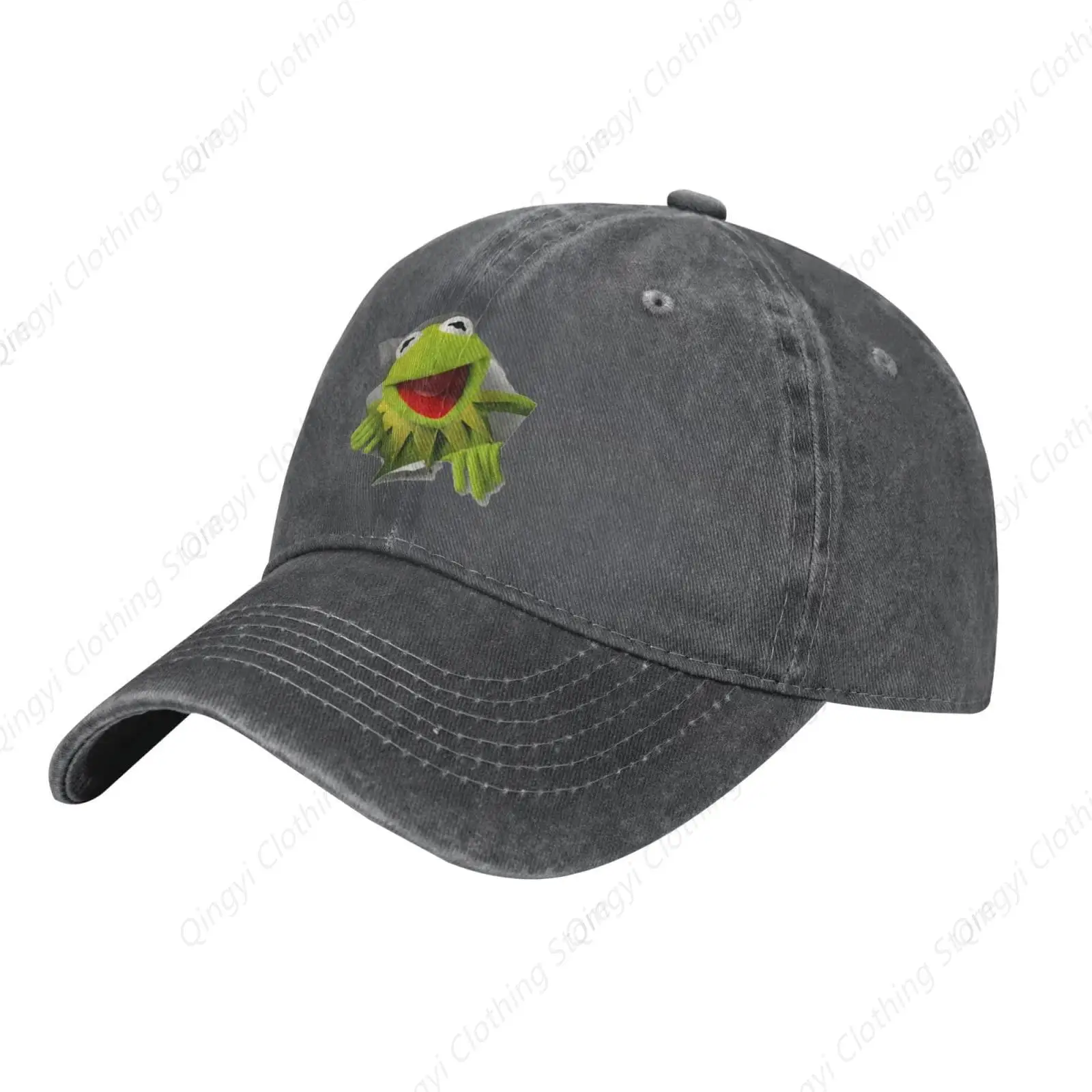 Kermit Music The and Frog Cap Unisex Adjustable Hip-Hop Fashion Washed Denim Caps for Outdoor Deep Heather