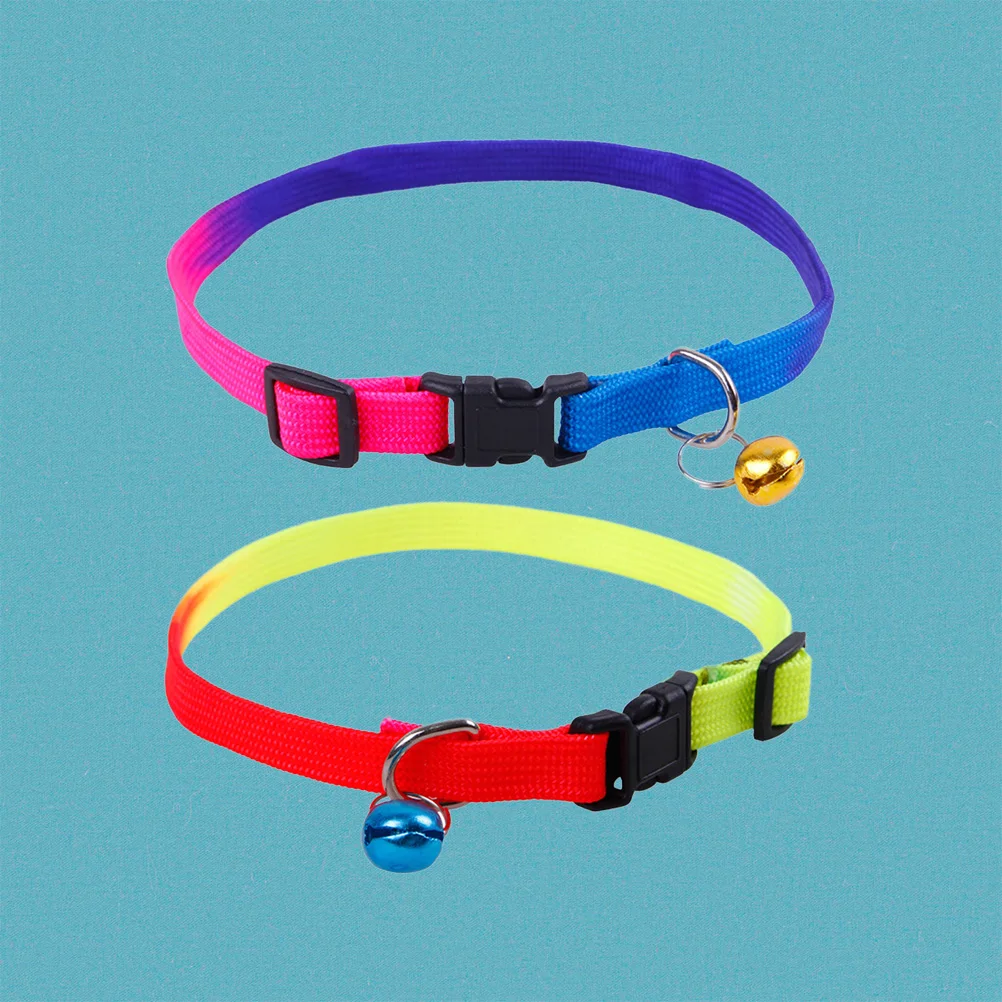 

2pcs Rainbow Dog Cat Adjustable Durable Long Lasting Loud Bell Easy Walking Helper Fashionable Colorful For Small